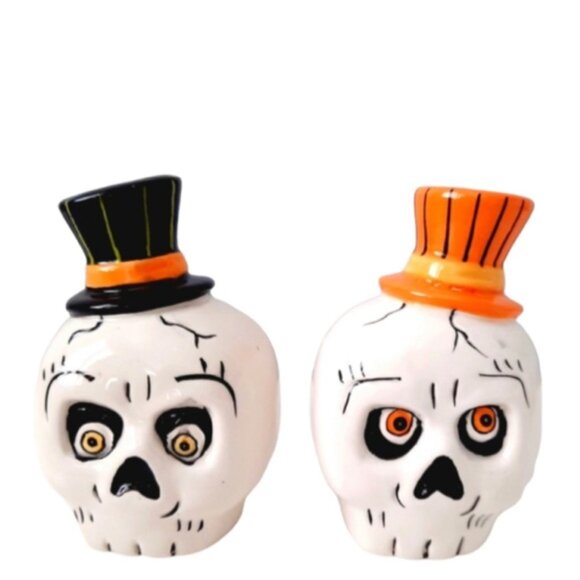 NEW Transpac Little Village by Shelly Comiskey Skeleton Salt &  Pepper Shakers - Picture 1 of 2